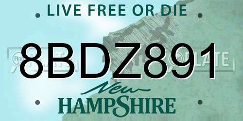 8BDZ891 New Hampshire License Plate