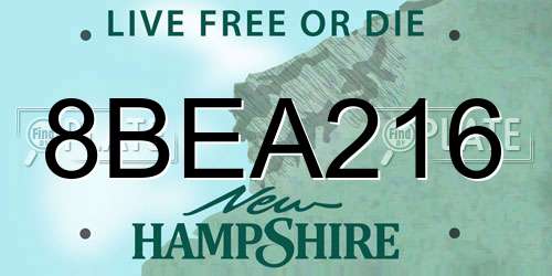 8BEA216 New Hampshire License Plate