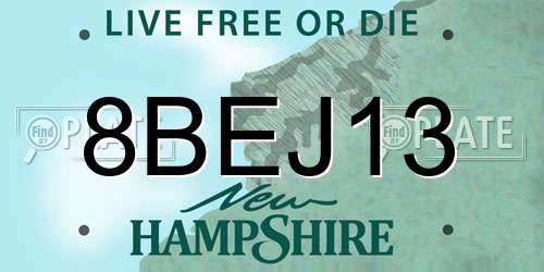 8BEJ13 New Hampshire License Plate