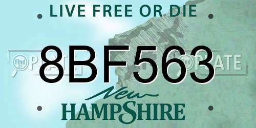 8BF563 New Hampshire License Plate