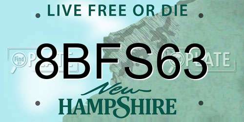 8BFS63 New Hampshire License Plate