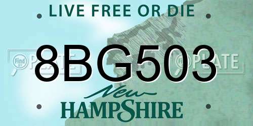 8BG503 New Hampshire License Plate