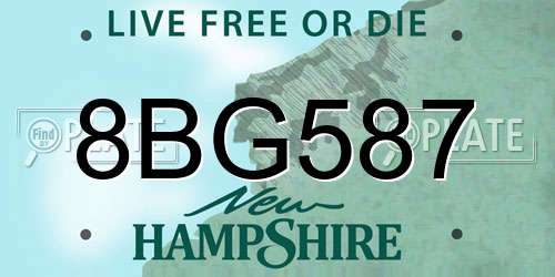 8BG587 New Hampshire License Plate