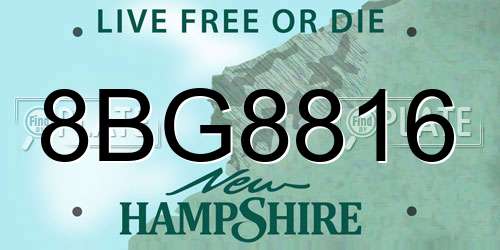 8BG8816 New Hampshire License Plate