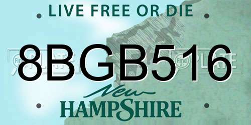 8BGB516 New Hampshire License Plate