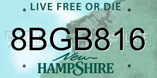 8BGB816 New Hampshire License Plate