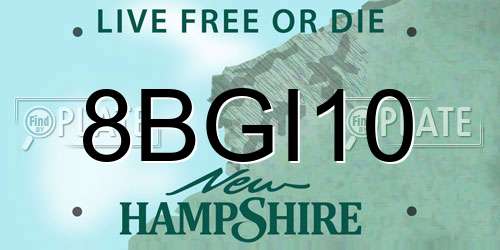 8BGI10 New Hampshire License Plate