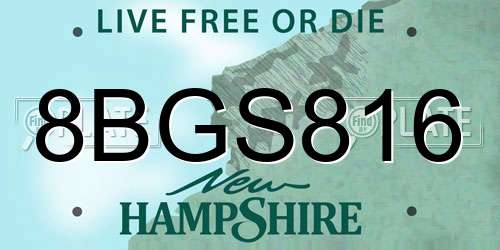 8BGS816 New Hampshire License Plate