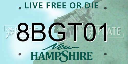 8BGT01 New Hampshire License Plate
