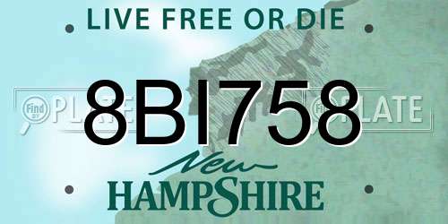 8BI758 New Hampshire License Plate