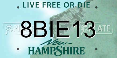 8BIE13 New Hampshire License Plate
