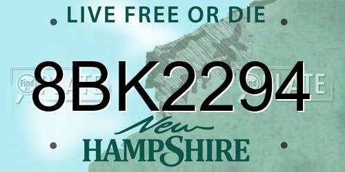 8BK2294 New Hampshire License Plate