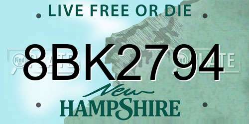 8BK2794 New Hampshire License Plate