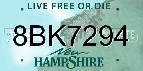 8BK7294 New Hampshire License Plate