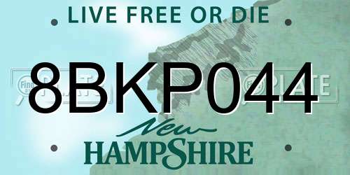 8BKP044 New Hampshire License Plate