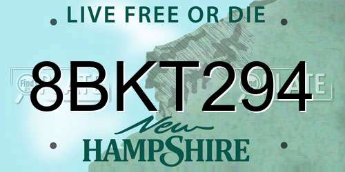 8BKT294 New Hampshire License Plate