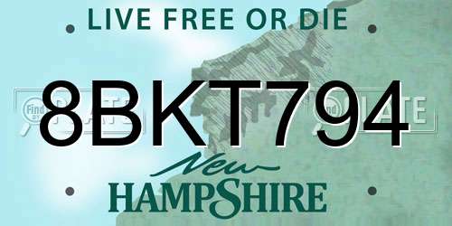 8BKT794 New Hampshire License Plate