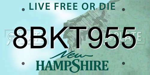 8BKT955 New Hampshire License Plate
