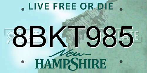 8BKT985 New Hampshire License Plate