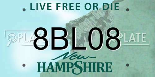 8BL08 New Hampshire License Plate