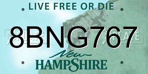 8BNG767 New Hampshire License Plate