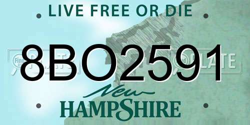 8BO2591 New Hampshire License Plate
