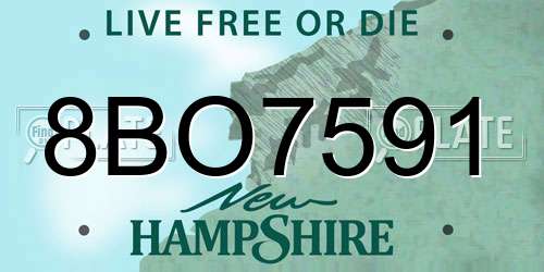 8BO7591 New Hampshire License Plate