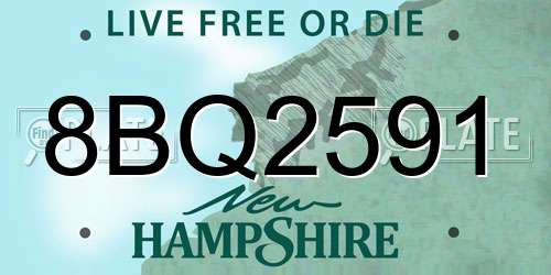 8BQ2591 New Hampshire License Plate