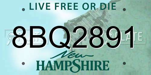 8BQ2891 New Hampshire License Plate
