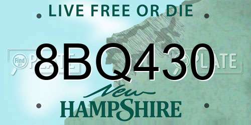 8BQ430 New Hampshire License Plate