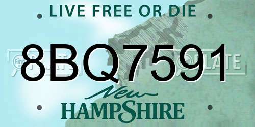 8BQ7591 New Hampshire License Plate