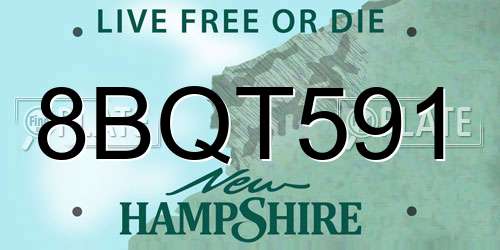 8BQT591 New Hampshire License Plate
