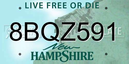8BQZ591 New Hampshire License Plate