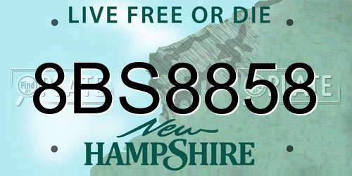 8BS8858 New Hampshire License Plate