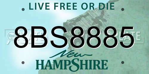 8BS8885 New Hampshire License Plate