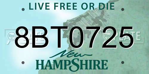 8BT0725 New Hampshire License Plate