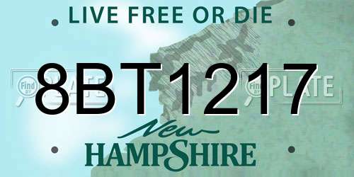 8BT1217 New Hampshire License Plate