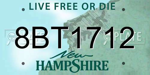 8BT1712 New Hampshire License Plate