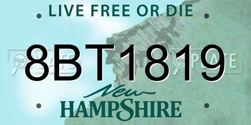 8BT1819 New Hampshire License Plate