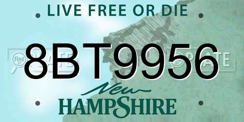 8BT9956 New Hampshire License Plate