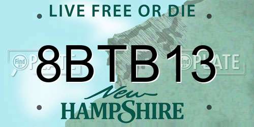 8BTB13 New Hampshire License Plate