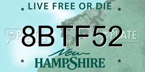 8BTF52 New Hampshire License Plate