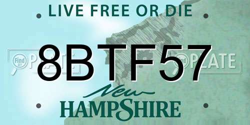 8BTF57 New Hampshire License Plate