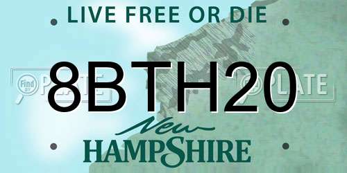 8BTH20 New Hampshire License Plate