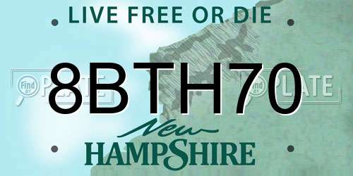 8BTH70 New Hampshire License Plate