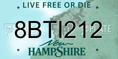 8BTI212 New Hampshire License Plate