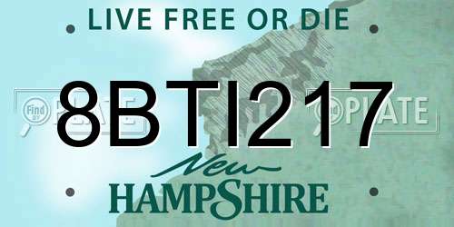 8BTI217 New Hampshire License Plate