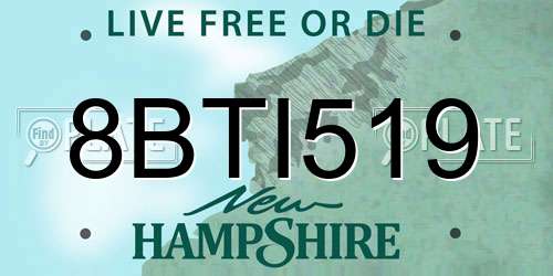 8BTI519 New Hampshire License Plate