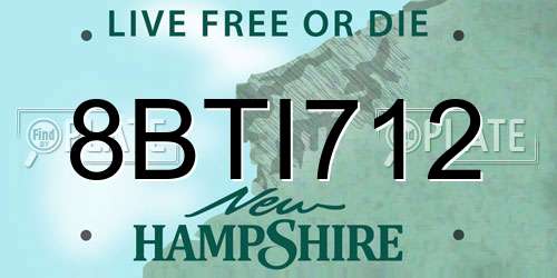 8BTI712 New Hampshire License Plate