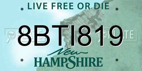 8BTI819 New Hampshire License Plate